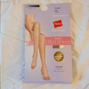Hanes Premium Silky Ultra Sheer Open Toe Pantyhose XL